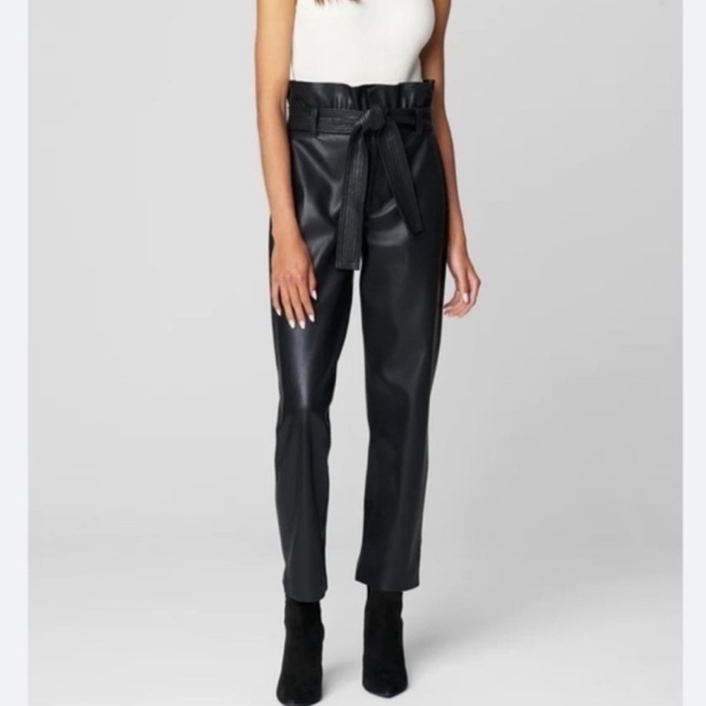 BLANK NYC Black Paperbag Waist Vegan Leather Pants Size 26